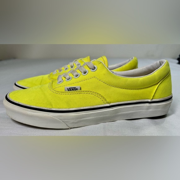 Vans Men's Era Neon Lemon Tonic Yellow True White Canvas Skate shoes Size 7 - Picture 2 of 9